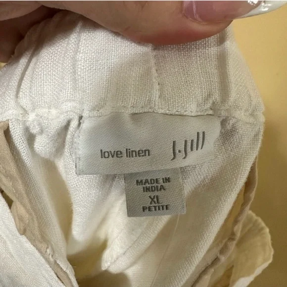 J. Jill Love Linen Elastic Waist Drawstring Shorts Women XL Petite White - Picture 4 of 6